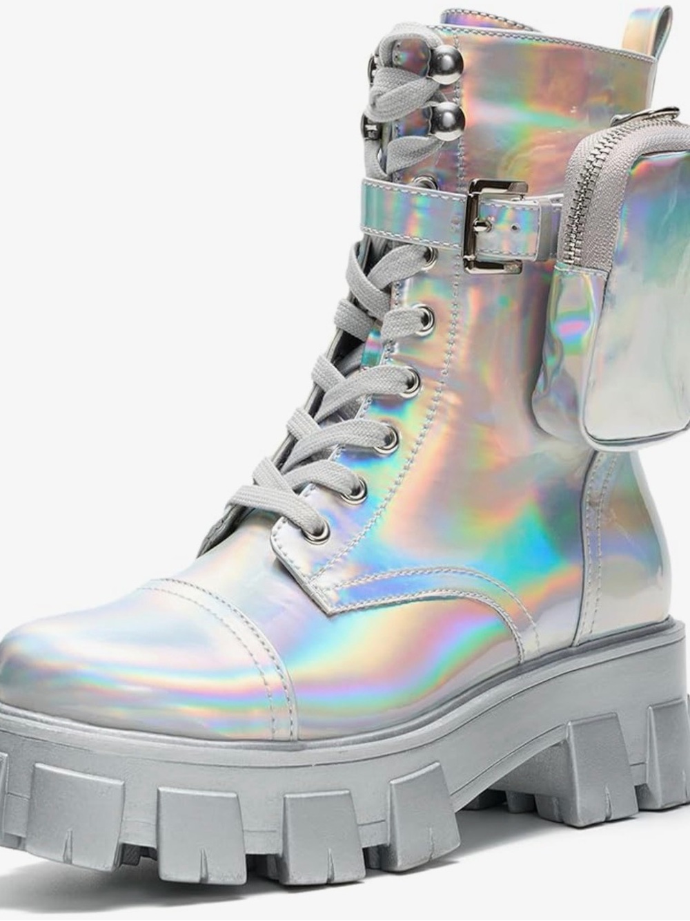 Cape Robbin Platform Boots SZ 9 NIB Lug Sole Boots for Women Holographic